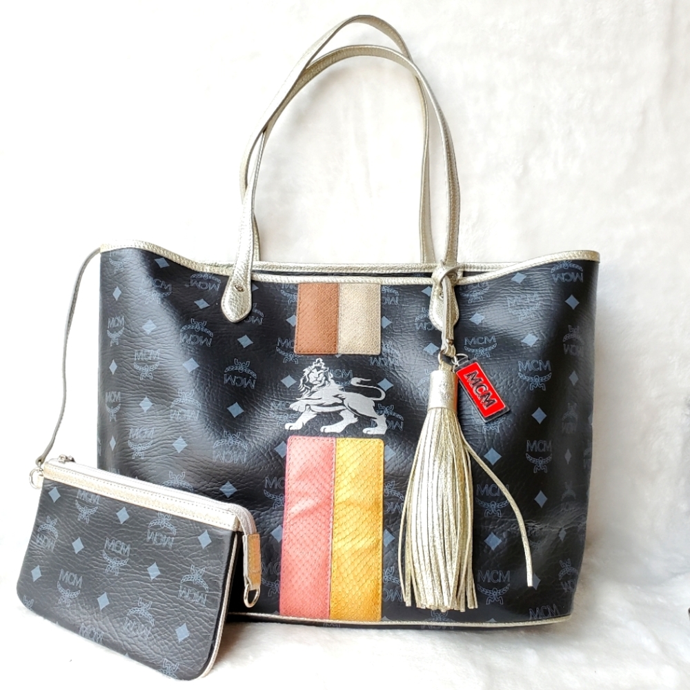 MCM Visetos Princess Lion Tote w/ pouch
